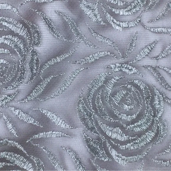 RARE EDITIONS Silver Tulle Lace Floral Princess Formal Layered Dress size 6X - Picture 7 of 16